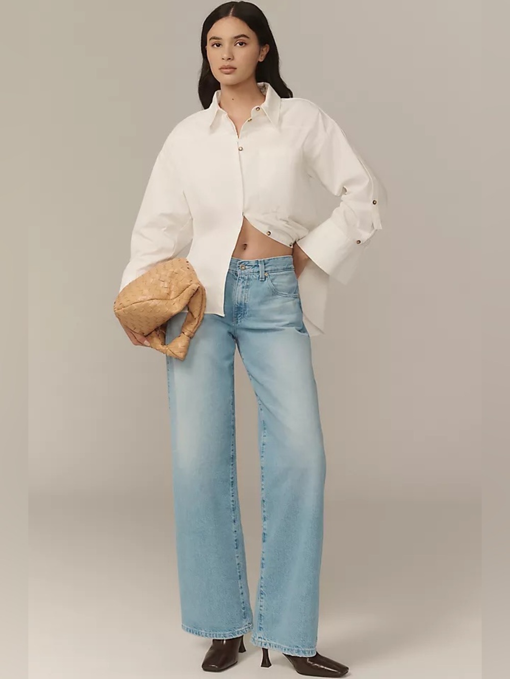 AG Anthropologie Adria Low Rise Wide Leg Jeans Light Wash Size 6 28 - Picture 4 of 9